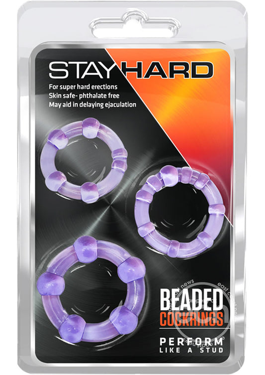 Stay Hard Beaded Cock Rings (3 Sizes) - Purple