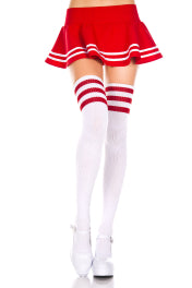 ATHLETIC ACRYLIC THIGH HI WITH STRIPED TOP