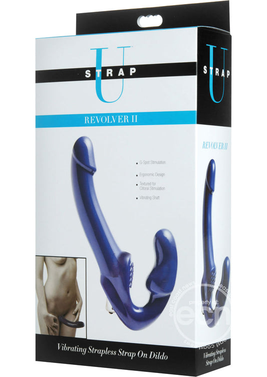 Strap U Revolver II Vibrating Strapless Strap On - Blue