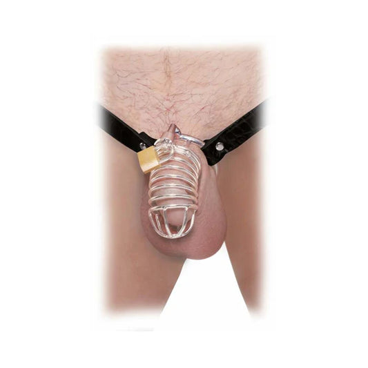 Pipedream Fetish Fantasy Extreme Extreme Chastity Belt Locking Cock Cage Silver/Black