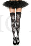 Opaque Spider and Web Print Thigh Hi