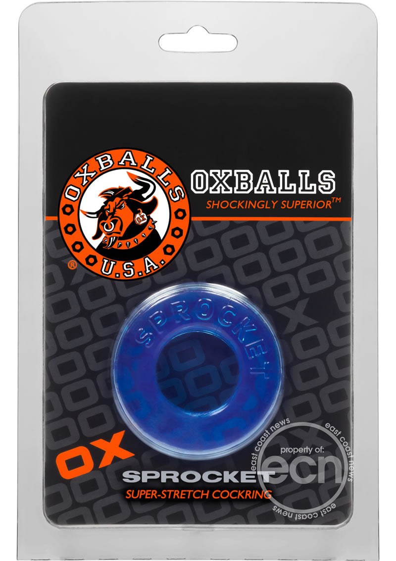 Oxballs Atomic Jock Sprocket Super Stretchy Cock Ring 2.8in - Blue