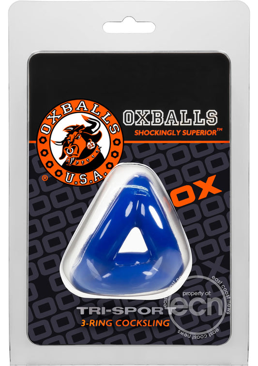 Oxballs Atomic Jock Tri-Sport 3-Ring Cocksling - Blue