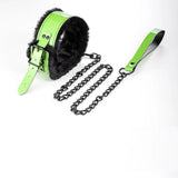 LIME GREEN COLOR BONDAGE COLLAR WITH LEASH