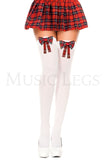 OPAQUE THIGH HI WITH PLAID BOW