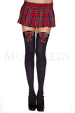 OPAQUE THIGH HI WITH PLAID BOW