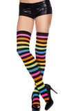 ACRYLIC NEON RAINBOW STRIPES THIGH HI