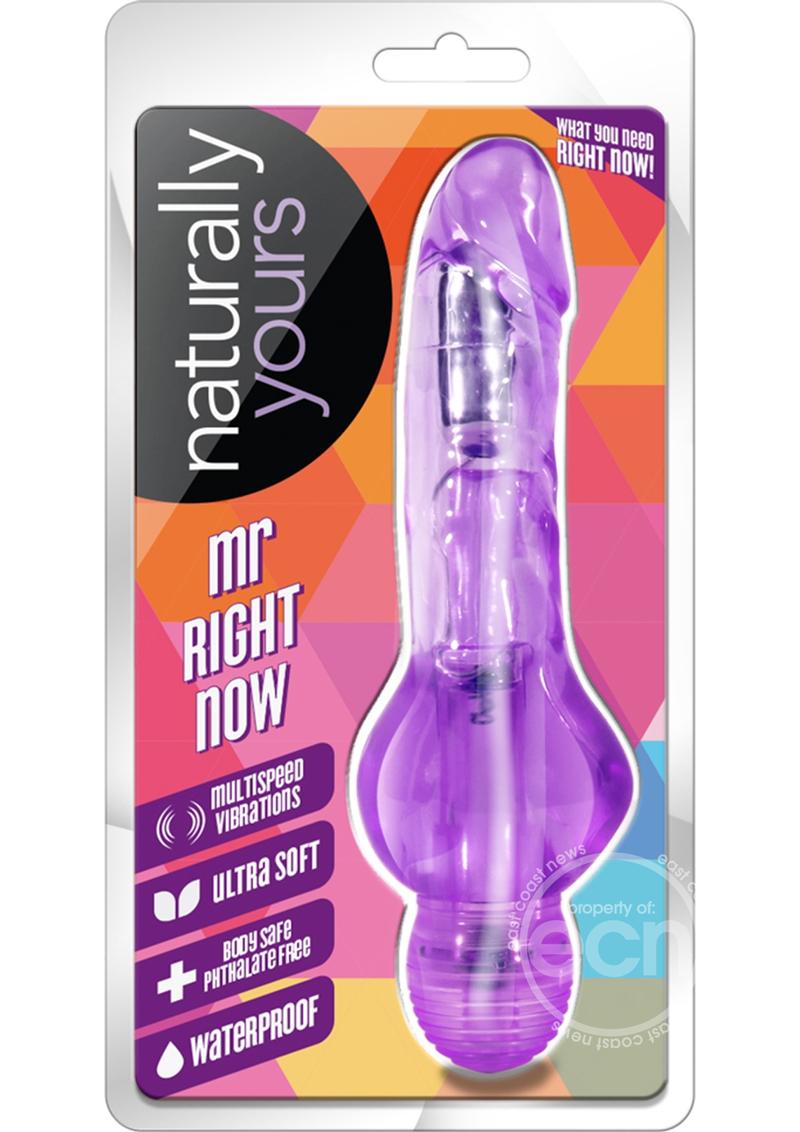 Naturally Yours Mr. Right Now Vibrating Dildo 6.5in - Purple