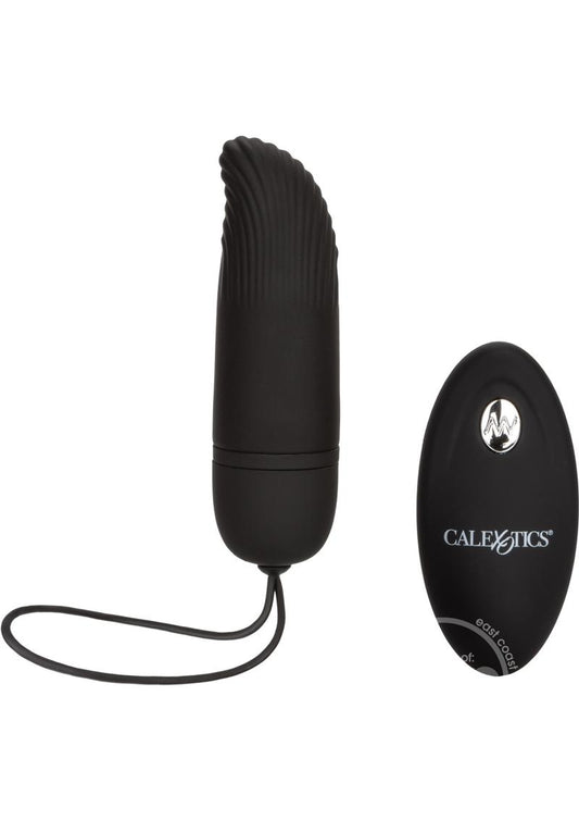 Silicone Ridged G-Spot Bullet with Remote Control - Black