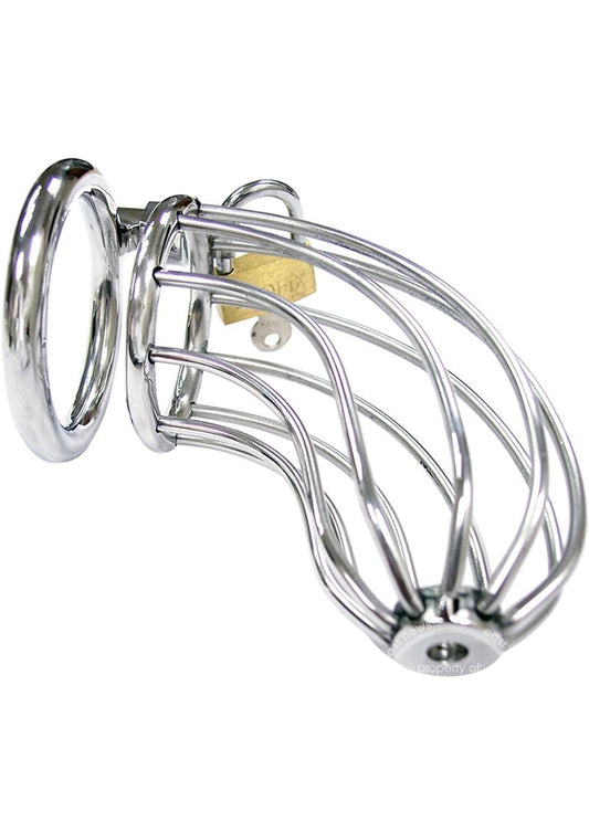 Rouge Stainless Steel Chastity Cock Cage with Padlock