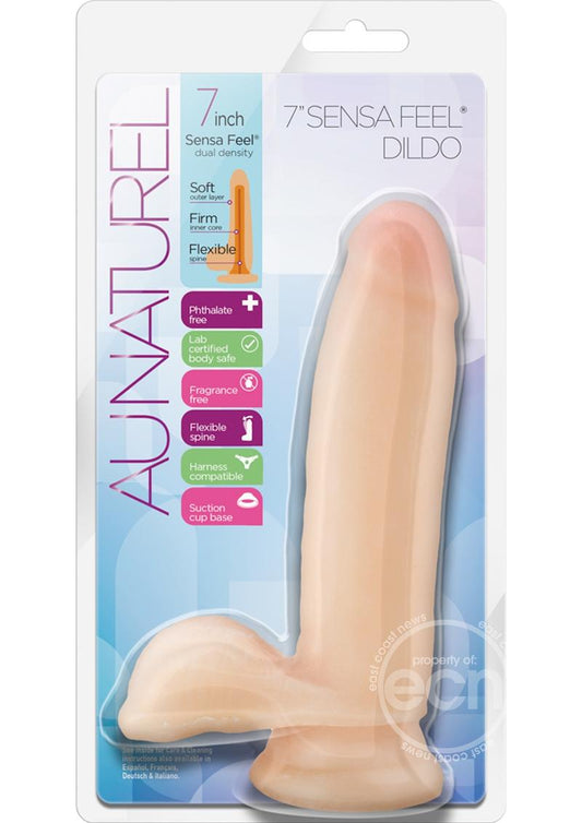 Au Naturel Sensa Feel Dildo with Balls 7in - Vanilla