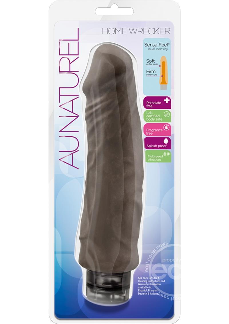 Au Naturel Home Wrecker Vibrating Dildo 9.5in - Chocolate