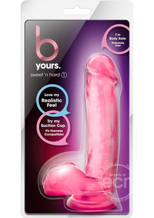 B Yours Sweet N' Hard 1 Dildo with Balls 7in - Pink