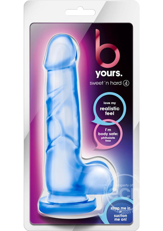 B Yours Sweet N' Hard 4 Dildo with Balls 7.75in - Blue