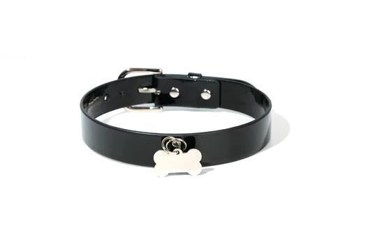 Dog Collar With Metal Bone M/L