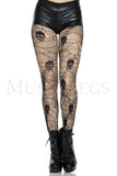 Skull pattern multi strand net pantyhose