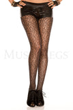 LEOPARD FISHNET SPANDEX PANTYHOSE - BLACK