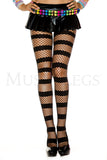 HORIZONTAL STRIPE FISHNET PANTYHOSE - BLACK