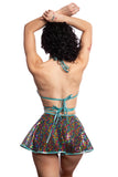 5012 Rainbow Sequin Skirt Set