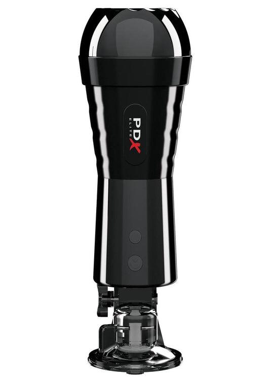 PDX Elite Rechargeable Cock Compressor Vibrating Masturbator - Pussy - Vanilla/Black