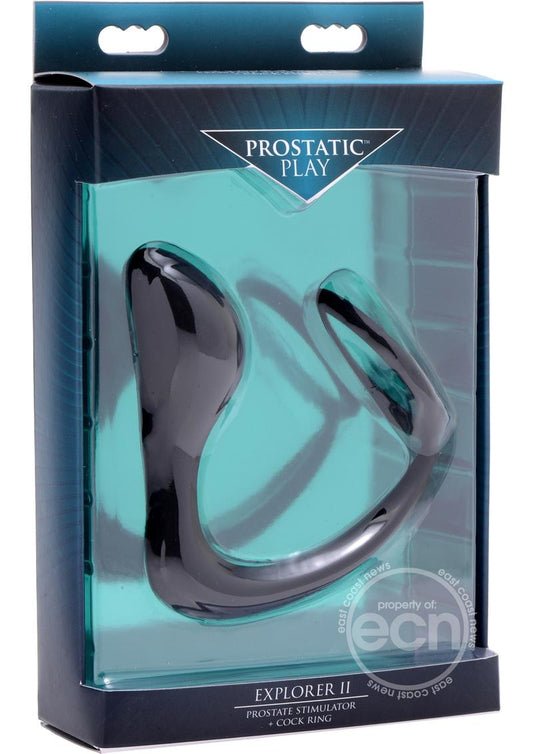 Prostatic Play Explorer II Silicone Prostate Stimulator + Cock Ring - Black