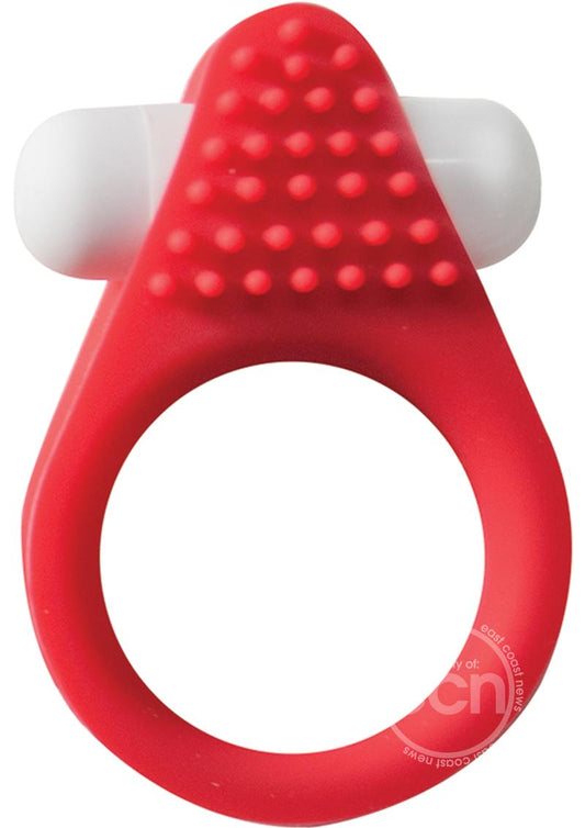 Maxx Gear Stimulation Ring Silicone Vibrating Cock Ring - Red