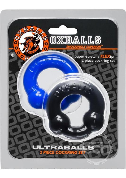 Oxballs Ultraballs Cock Ring Set (2 pack) - Black and Blue