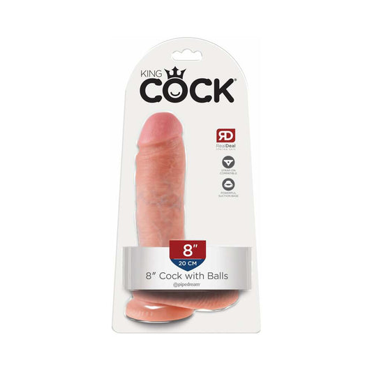 Pipedream King Cock 8 in. Cock With Balls Realistic Suction Cup Dildo