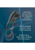 Red Dot Silicone Rechargeable Vibrating Cock Ring with Remote Control V1 - Black/Red