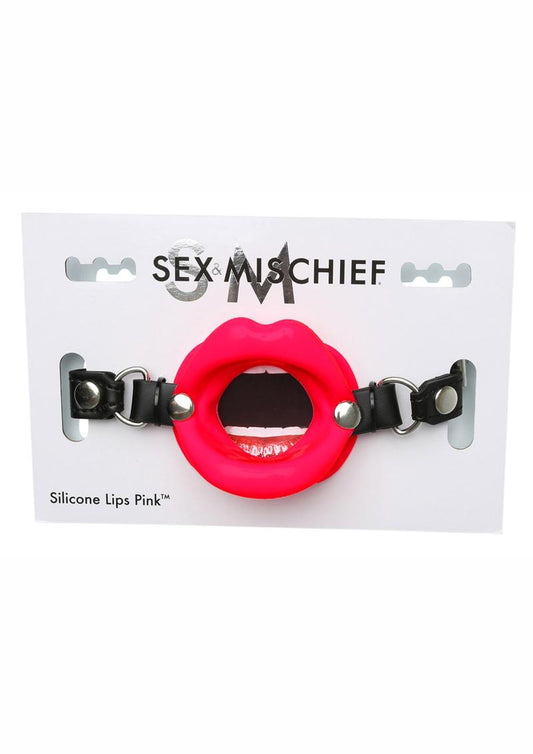 Sex & Mischief Silicone Lips Open Mouth Gag - Red