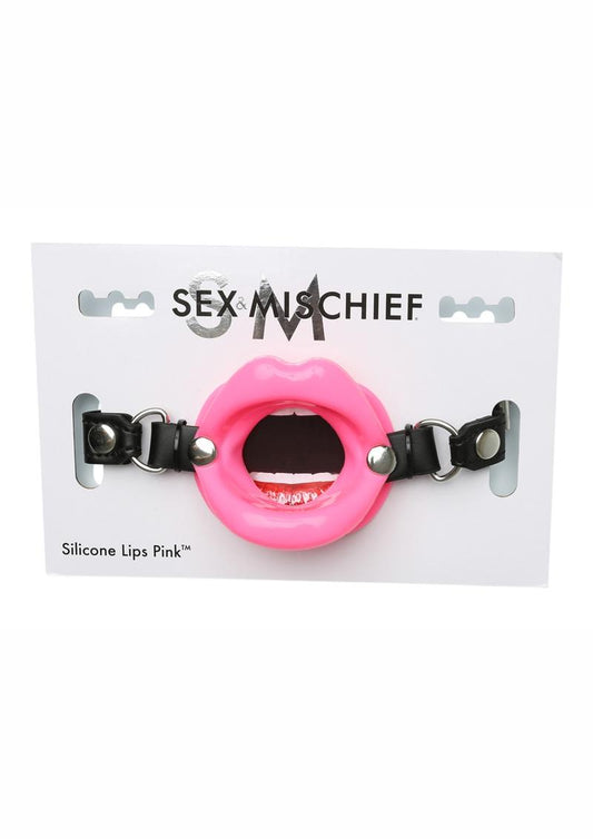 Sex & Mischief Silicone Lips Open Mouth Gag - Pink