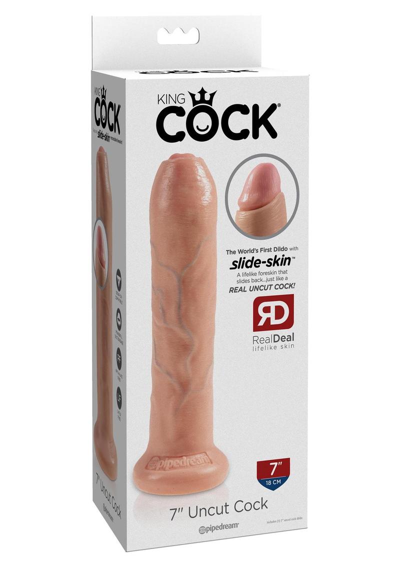 Pipedream King Cock 7 in. Uncut Cock Realistic Dildo With Moveable Foreskin & Suction Cup