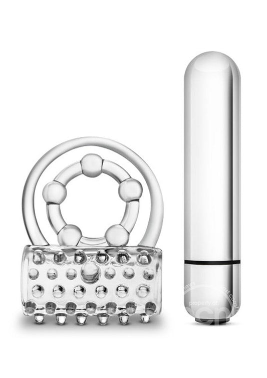 Stay Hard Vibrating Super Clitifier Cock Ring With Bullet - Clear