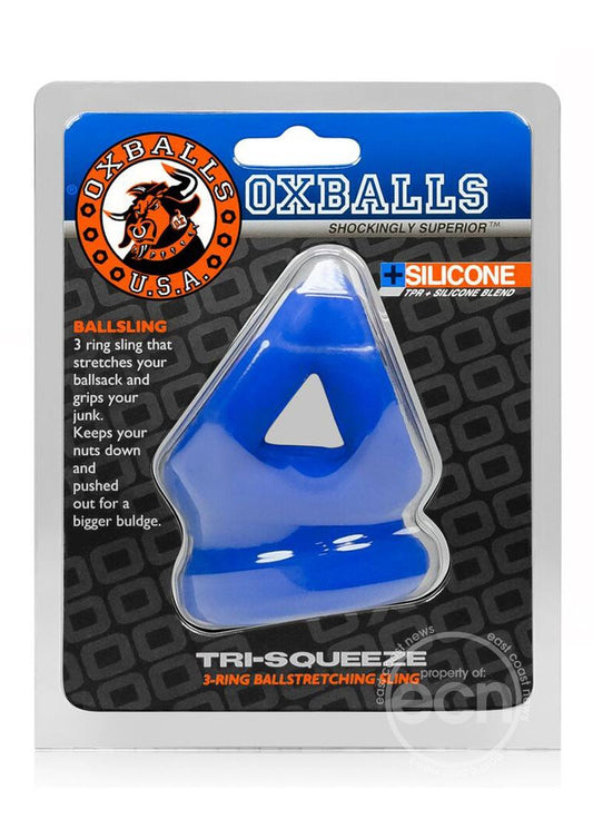 Oxballs Tri-Squeeze Silicone 3-Ring Ball Stretching Sling - Blue