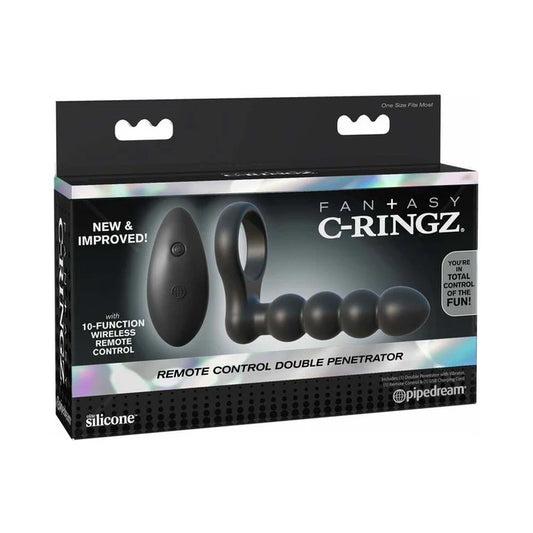 Pipedream Fantasy C-Ringz Remote Control Double Penetrator Vibrating Cockring Black3978420939784209