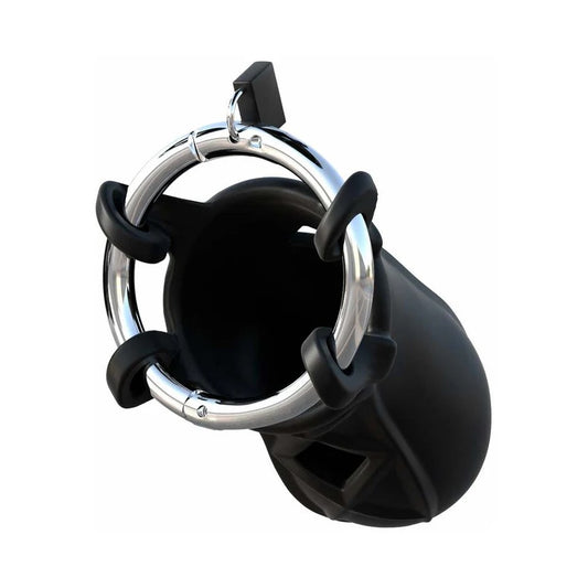 Pipedream Fantasy C-Ringz Extreme Silicone Cock Blocker Locking Chastity Cage Black