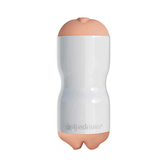 PDX Tight Grip Pussy & Mouth Dual Density Squeezable Masturbator Beige/White