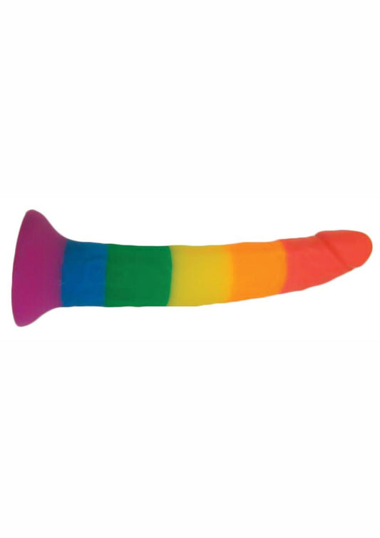 Rainbow Power Drive 7 inch Strap On Dildo With Harness Silicone