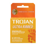 Trojan Condom Stimulations Ultra Ribbed Lubricated 3 Pack