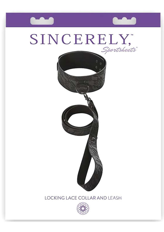 Sincerely Locking Lace Collar and Leash - Black