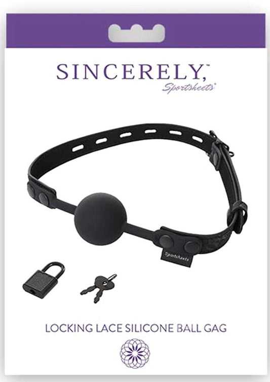 Sincerely Locking Lace Ball Gag Silicone - Black