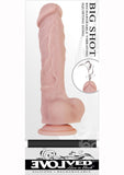 Big Shot Rechargeable Silicone Vibrating Squirting Dong with Balls 8in - Vanilla