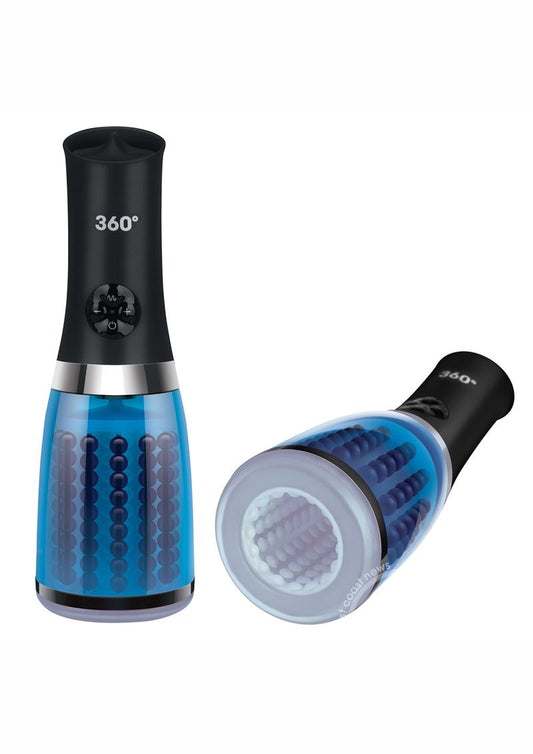 ZOLO 360° Rotating Beaded Masturbator - Blue/Black