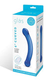 Glas 6 in. Curved G-Spot Glass Dildo Blue