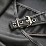Ple'sur Adjustable PVC Spanking Skirt With Built-In Thong Black