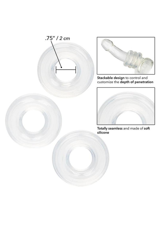 Stacker Rings Silicone Cock Rings 3 Piece - Clear