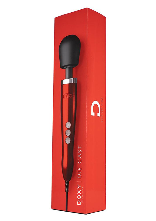 Doxy Die Cast Wand Metal Plug-In Vibrating Body Massager - Red