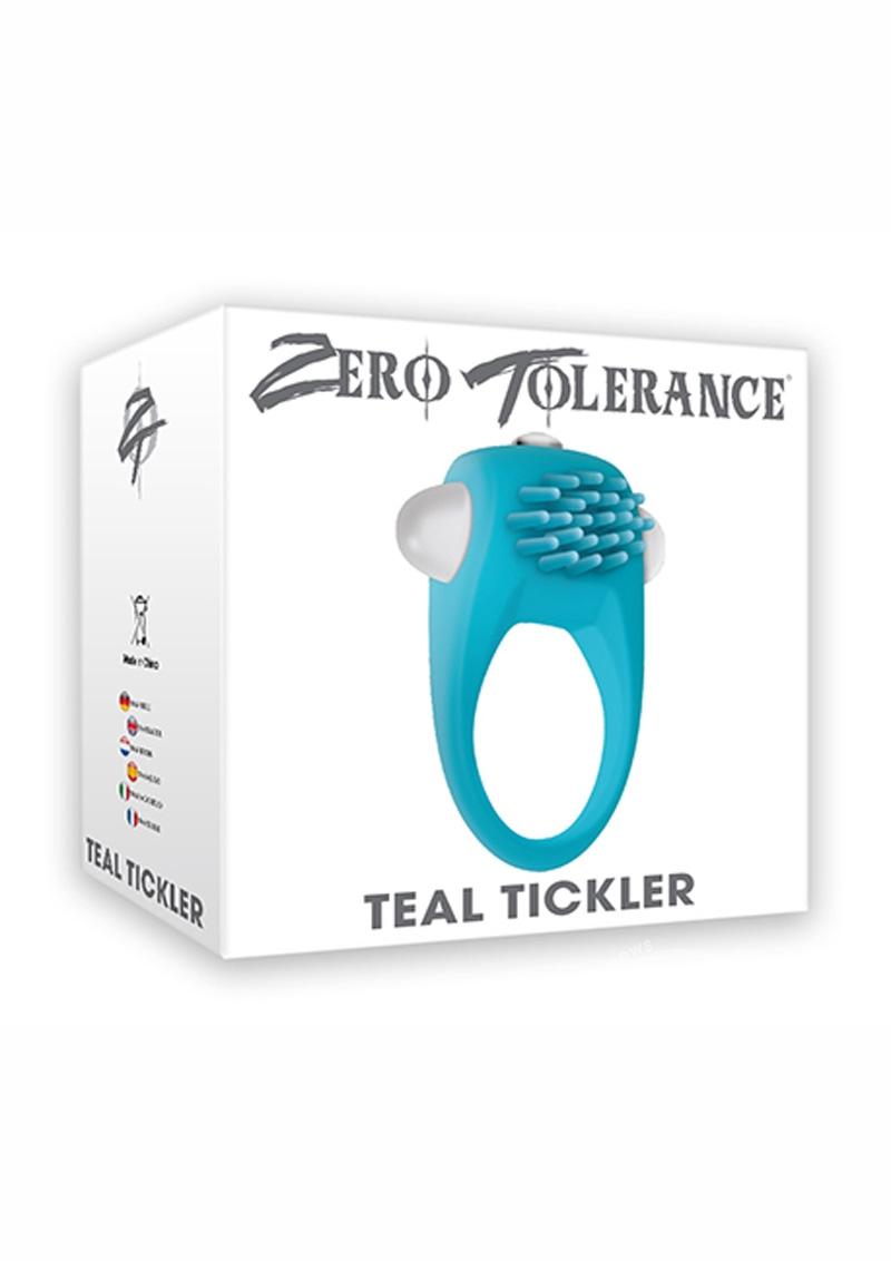 Zero Tolerance Teal Tickler Silicone Vibrating Cock Ring - Teal