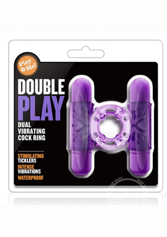 Play with Me Double Play Dual Vibrating Cock Ring - Purple