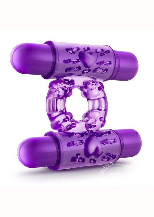 Play with Me Double Play Dual Vibrating Cock Ring - Purple